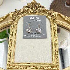 MARC Sterling Silver Swarovski Marcasite Heart Earrings